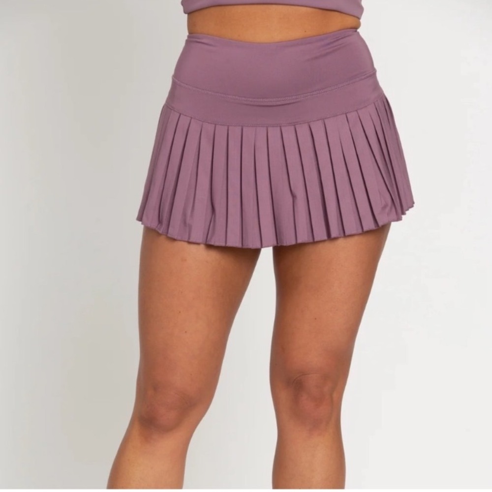 Goldhinge Pleated Tennis Skirt Purple Mauve High Waisted Athletic Mini Skort